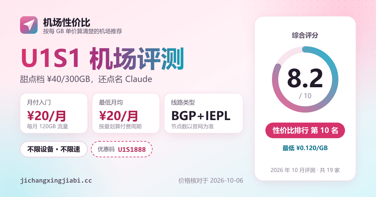 U1S1机场评测：价格、线路与评分一览